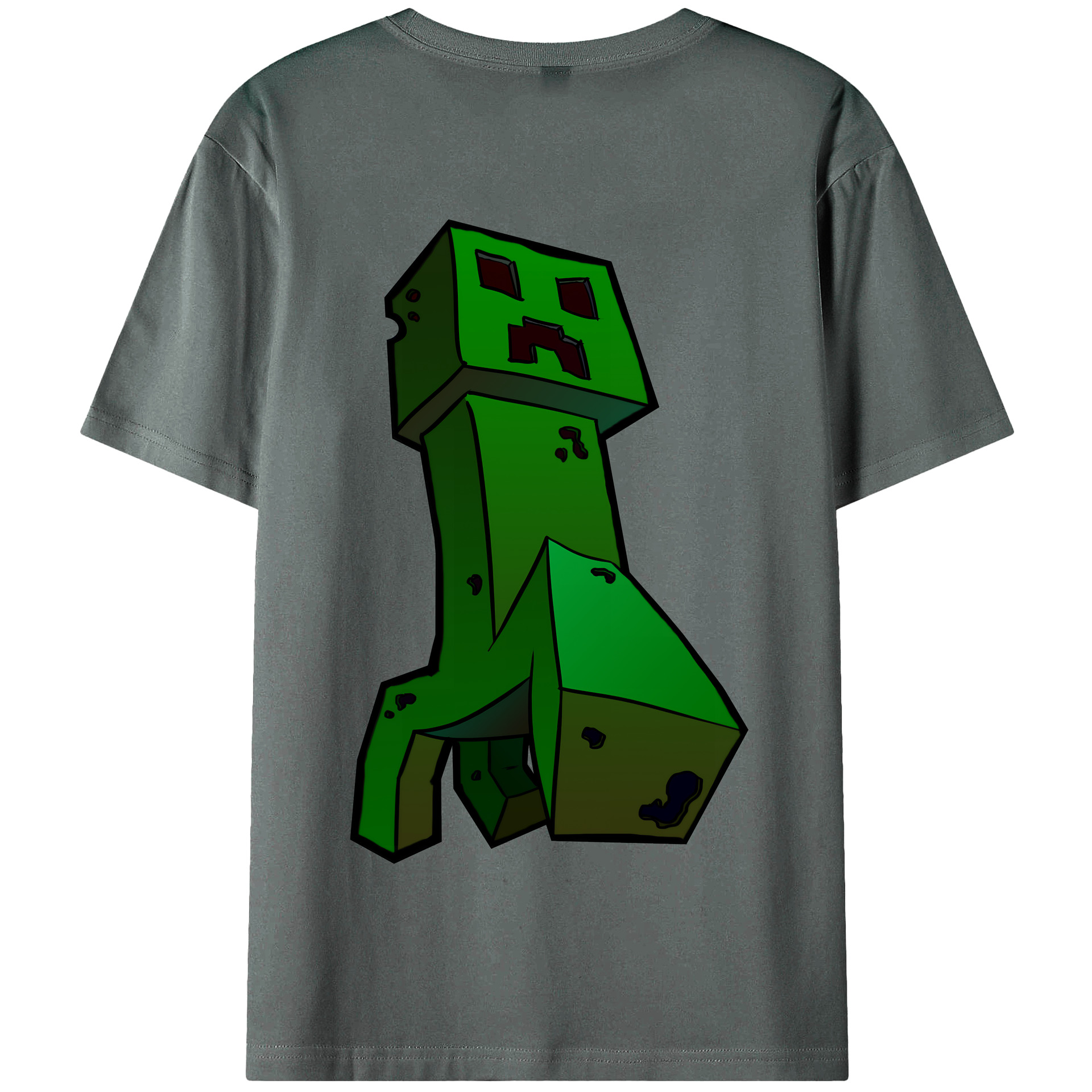 （画像用） マインクラフト ブロックの世界 Minecraft MC Block world 綿100％半袖Tシャツ（背面プリント）